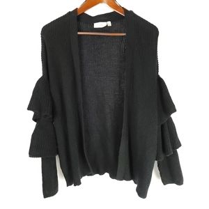 NEW CLOTH By RD Blk Tiered Ruffle Sleeve Sweater